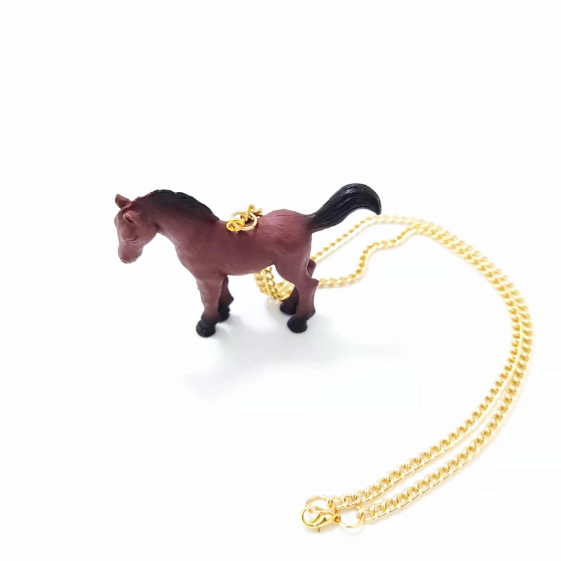 KUGUYS Cute Funny Simulate Resin Harmless Horse Pendant Necklace for Women Trendy Jewelry Accessories