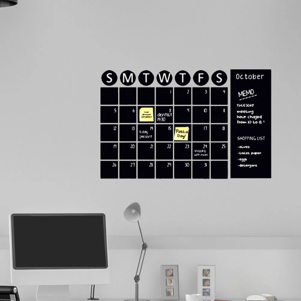 

Blackboard Wall Sticker Chalkboard Decal Planner Monthly Calendar Decor Adhesive Reusable Notes Stickers Easy Paste for Home