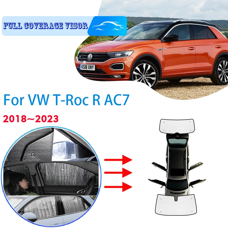 

Full Covers Sunshades For Volkswagen VW T-Roc R AC7 2018~2023 2019 Car Accessories Sun Protection Windshields Side Window Visor