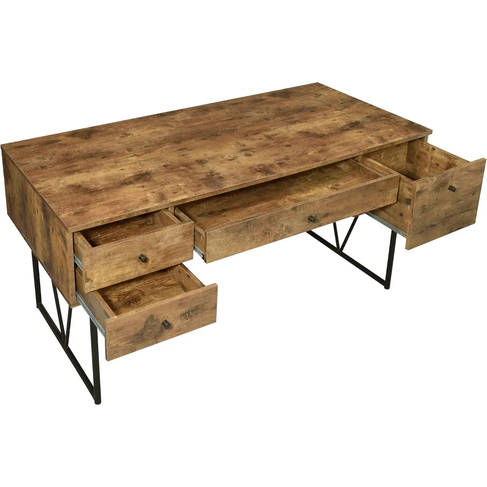 Coaster Home Furnishings Analiese Rustic 63-Inch 4-Drawer Home Office Computer Writing Desk Study Table with Storage Engineered