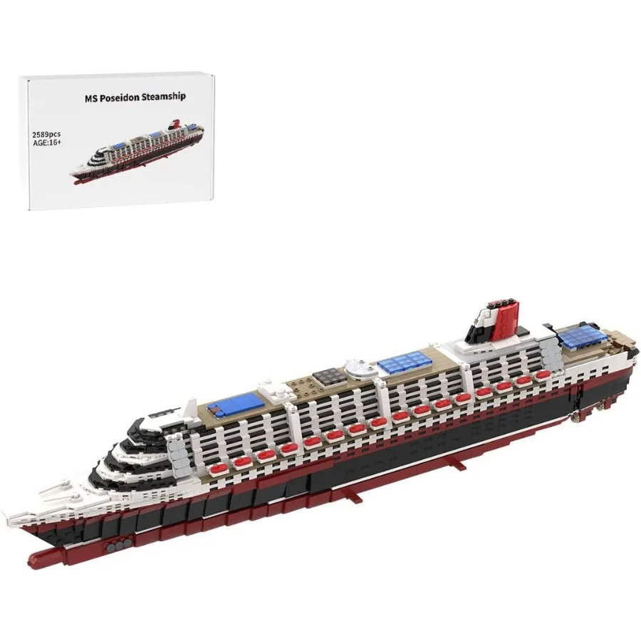 

Cruise Ship Building Blocks Set 2589PCS 1 500 Scale MS Poseidon MOC55935 Large Steamship Set for Collectible Display Compatible