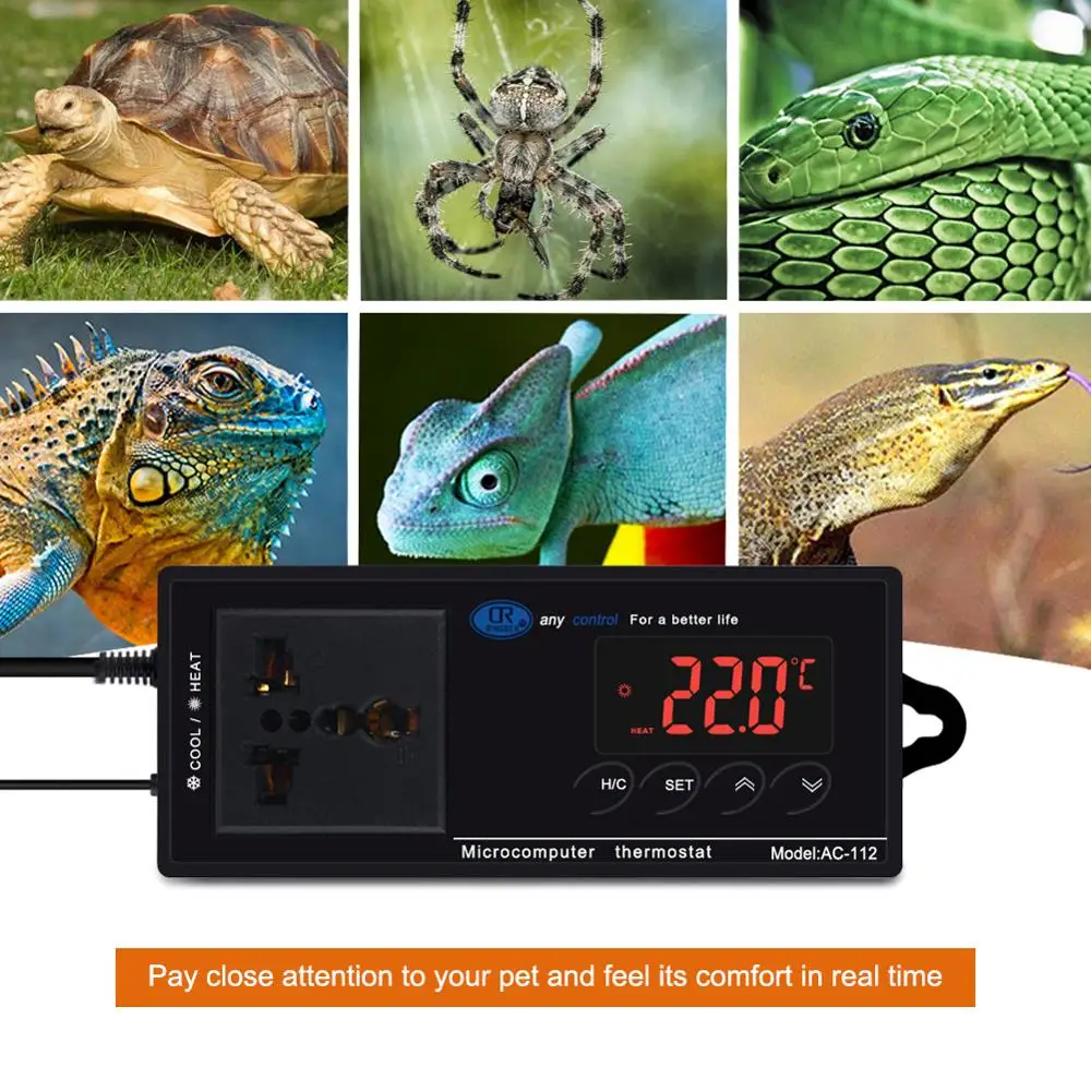 

Digital LED Waterproof Thermostat – Constant Temperature Sensor for Reptile Enclosures; Suitable for Aquariums and Garden Plants