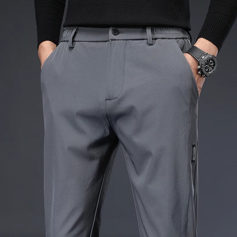 Pantalones finos de algodón para hombre, pantalón informal de cintura elástica, suave, transpirable, para gimnasio, novedad