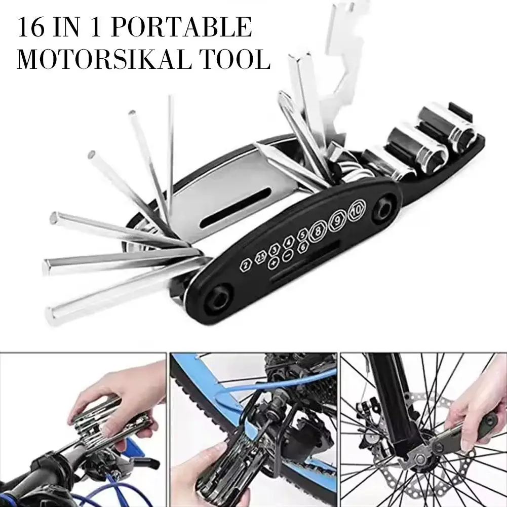 New 16 In 1 Portable Folding Motorcycle Bicycle Repair Screwdriver Wrench Tool Multi Kit Bicycle Multipurpose Tool Motorcyc Y2J9