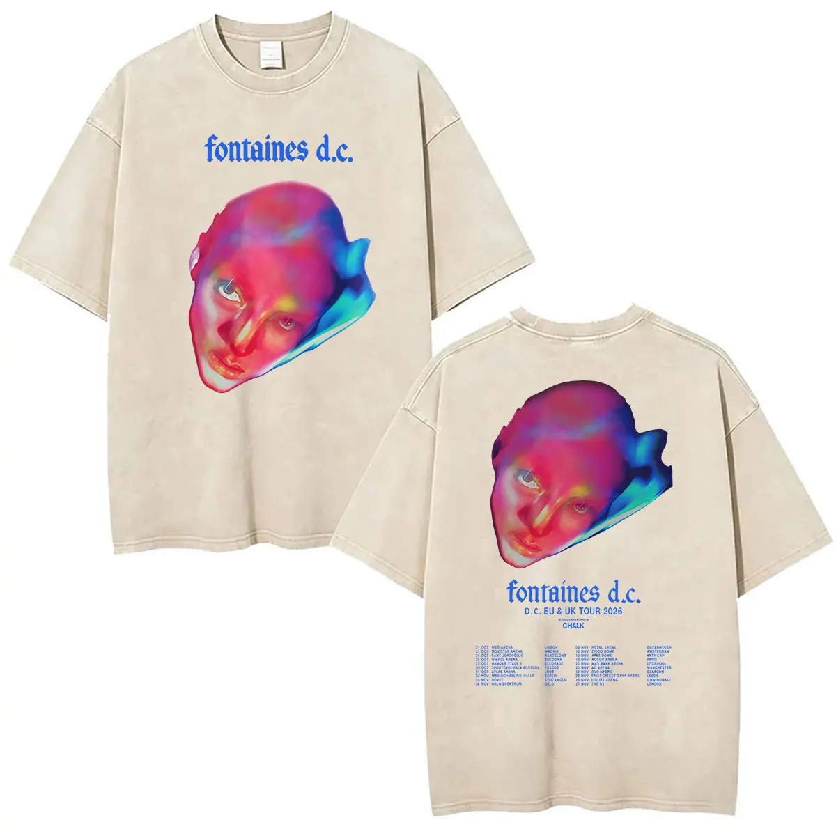 Fontaines D.C.Dopamine Chamber EU and UK Tour 2026 Vintage Washed T-Shirt Men Women Clothing Fashion Cotton Short Sleeve T Shirt