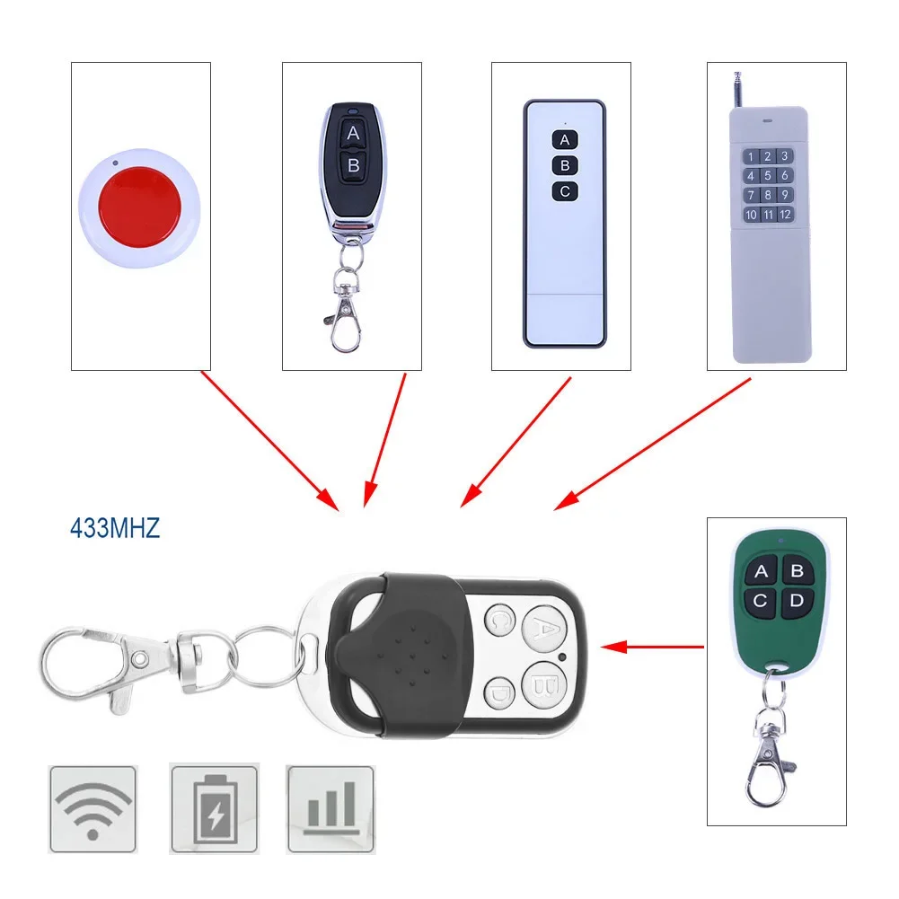2pcs/3pcs 433MHz Remote Control 4CH Key Copy Duplicator for Car Key Electric Gate Garage Door Cloning for CAME Remotes