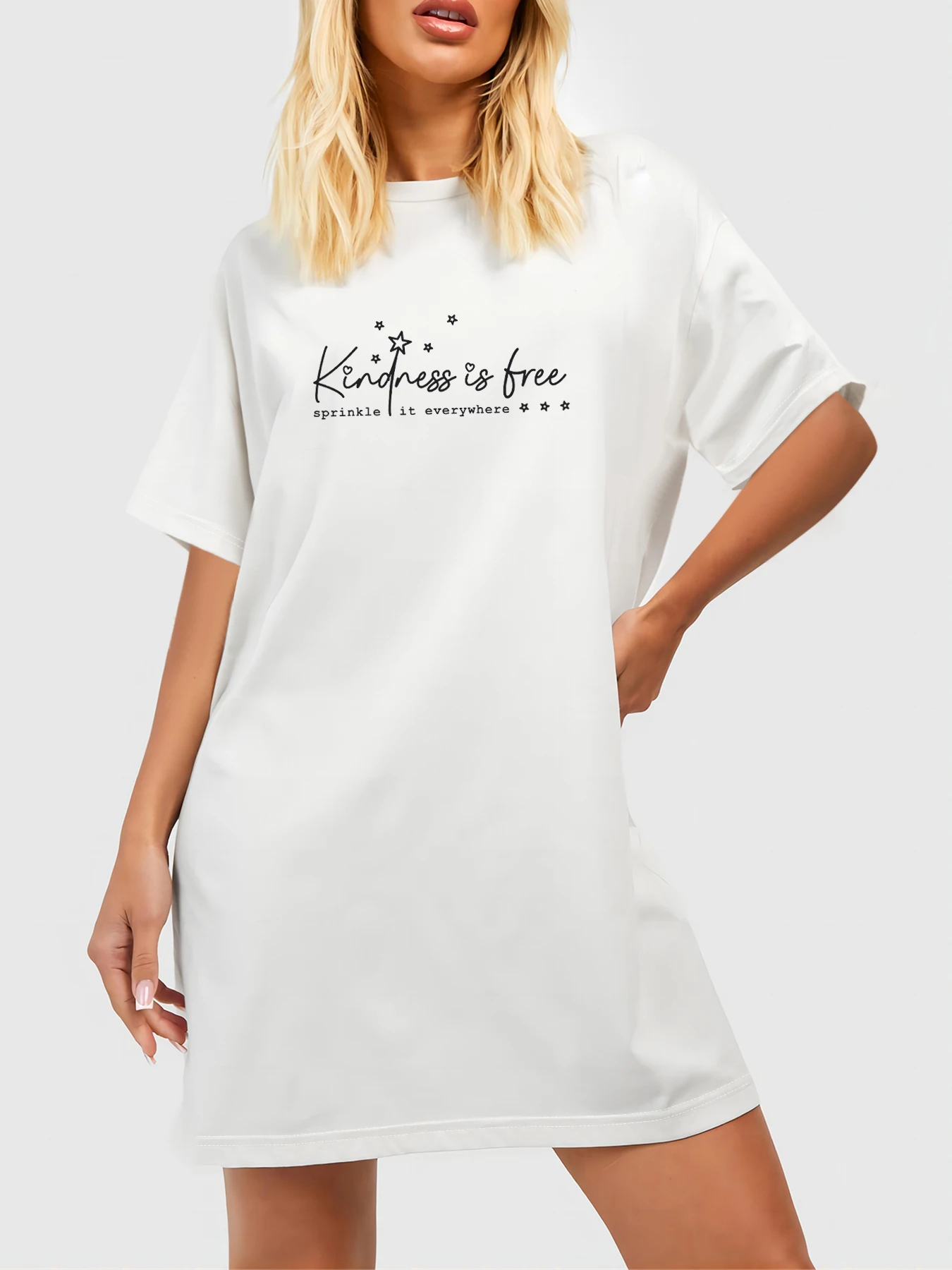 Kindness is free lettering print Design Graphic Drop Shoulder Tee Dress