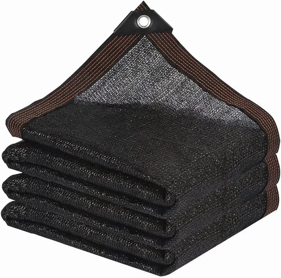 Pano de sombra - Rede de malha de sombra de jardim com ilhós Capa de proteção solar externa, taxa de sombreamento preta 70% -90%