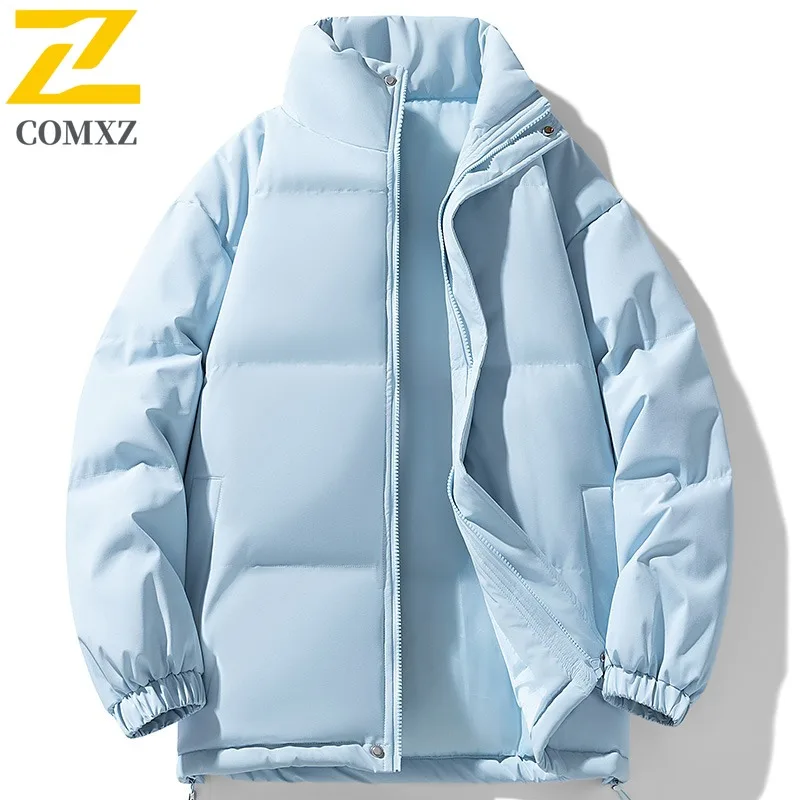 

COMXZ Casual Stand Collar Men Cotton Jacket Outdoor Climbing Cold Proof Parka Pure Color Design Urban Thick Warm Winter Coats