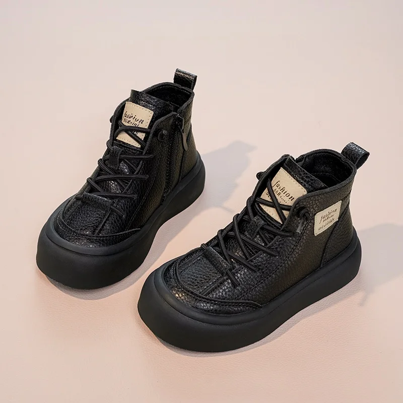 

Детские ботильоны с закрытым носком, детские модные ботинки в корейском стиле с мягкой подошвой, осень-зима 202, повседневные ботинки для мальчиков и девочек, нескользящие