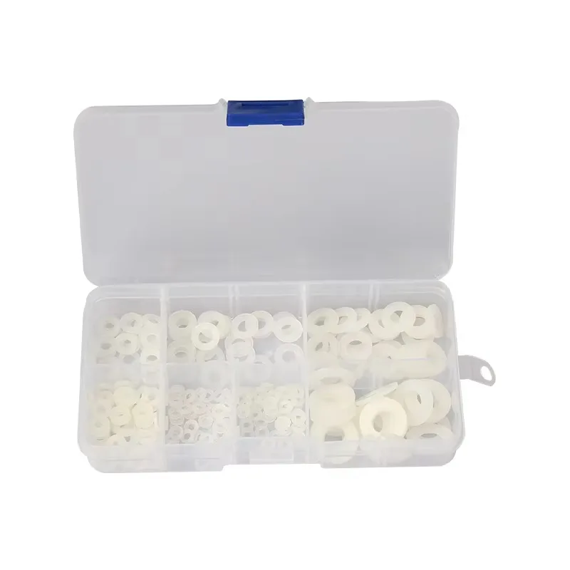 210/500/660pcs Boxed Plastic Nylon Flat Washer Plain Spacer Insulation Gasket Ring Assortment Kit Set M2 M2.5 M3 M4 M5 M6 M8 M10