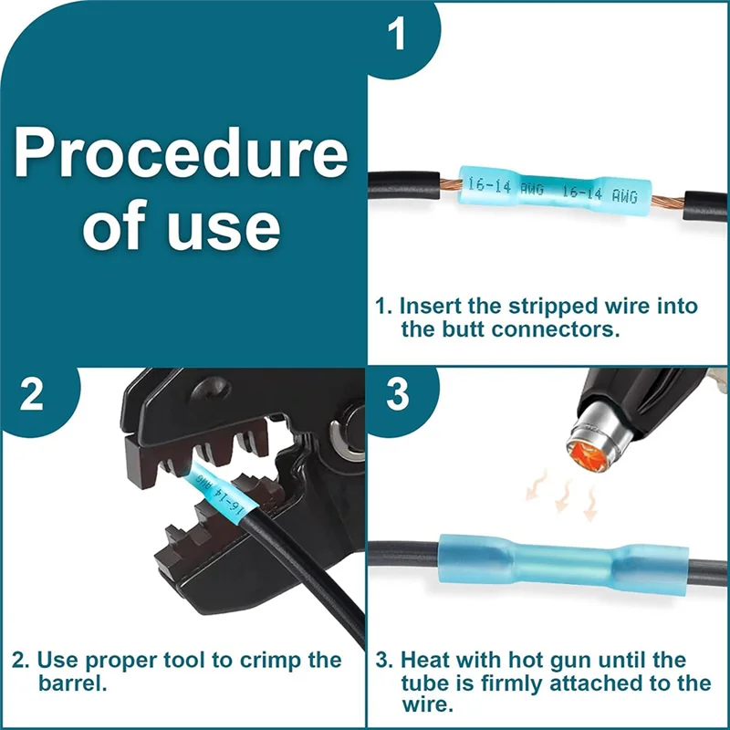 

Heat Shrink Butt Connectors Kit, Insulated Waterproof Heat Shrink Butt Connectors, Tinned Copper Butt Connectors-A57X