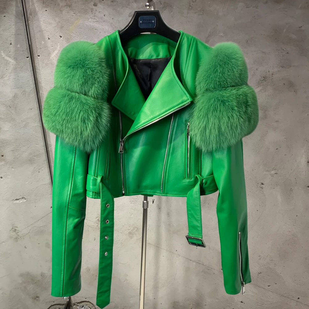 ムートン・ファーコート MOLLIOLLI ASHLEY fur half jacket dark forest green MOLLIOLLI ASHLEY fur half jacket dark forest green