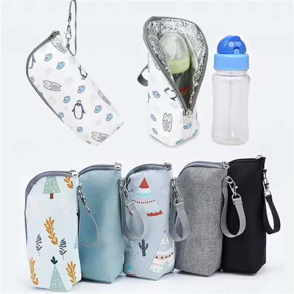 Baby Bottle Bag Bottle Warmer Baby Feeding Aluminum Mold Insulation Outing Stroller Hanging Bag For Storage Cups Drinks