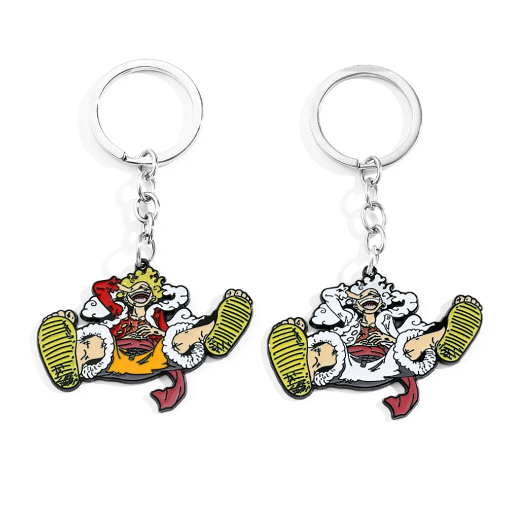 

Sun God Monkey D. Luffy Keychain Anime ONE PIECE Enamel Pendant Key Chains for Backpack Car Keyrings Accessories Cartoon Gifts