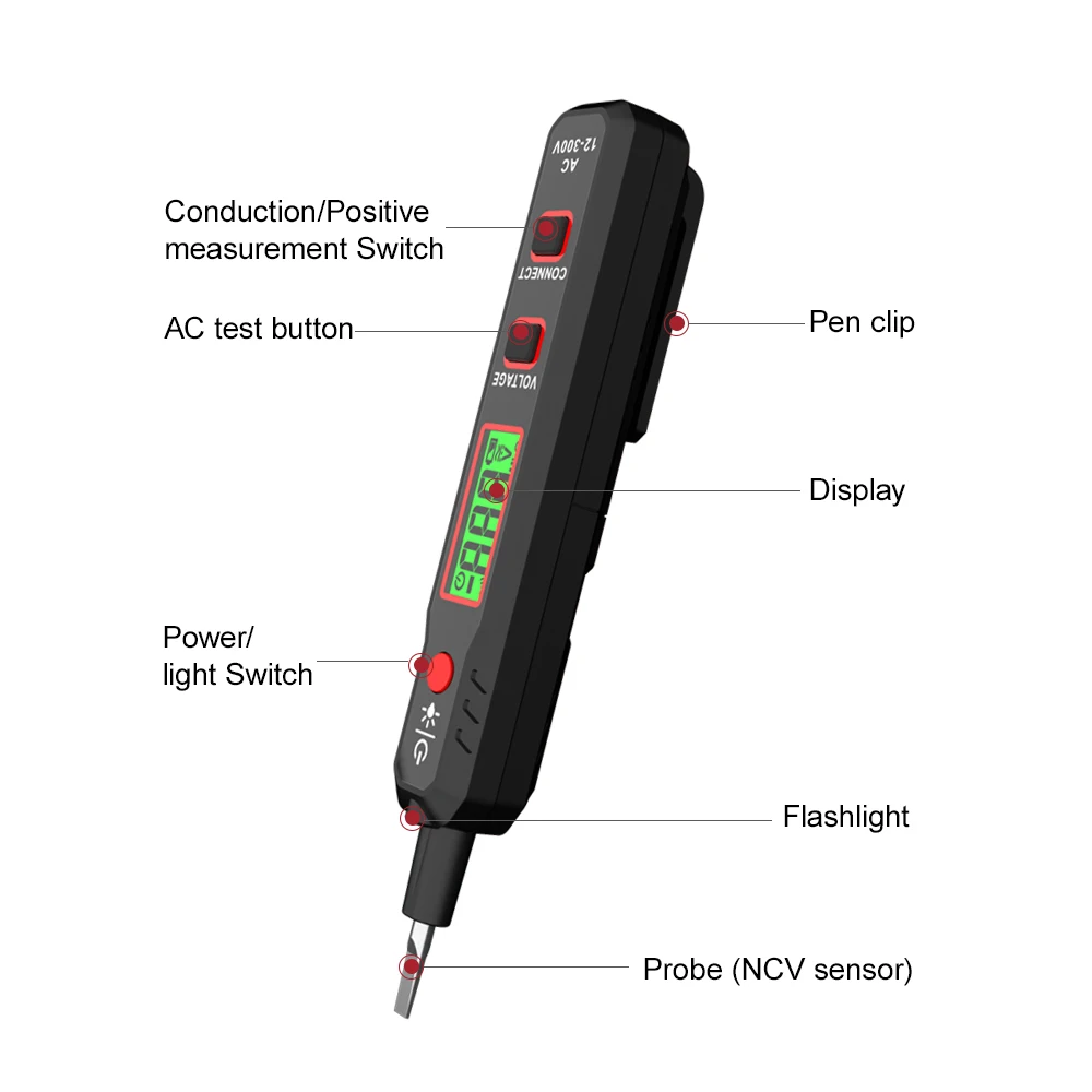 HABOTEST HT89 Non-Contact AC Voltage Tester 12-300V Digital Voltage Detector Electrician Tools Screwdriver Electric Test Pen