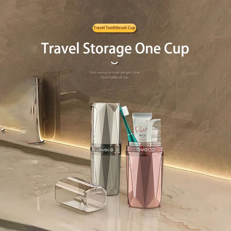 Juego de tazas de enjuague bucal de viaje, taza de cepillo de dientes eléctrico portátil, bolsa de lavado de dientes, botella de almacenamiento de champú, organizador de artículos de tocador