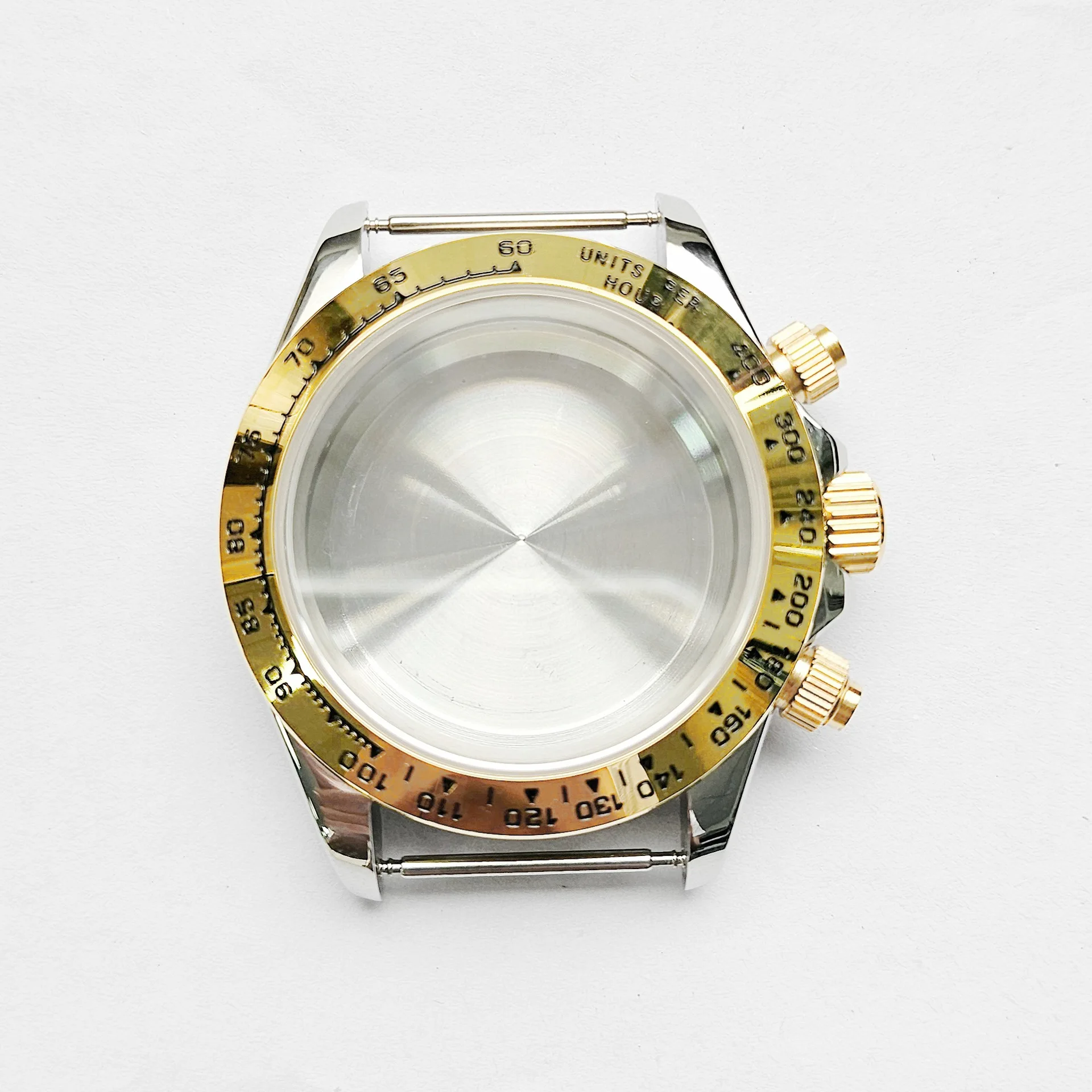 39mm Two Tone Chronograph Watch Case With Strap Hands Set Fit VK63 Quartz Movement Watch Mod Parts Watch Accessories
