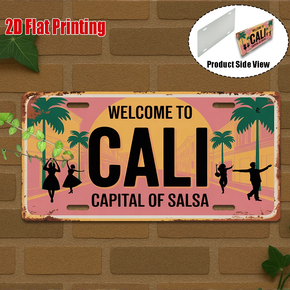 2D Flat Retro Outdoor Wall Art Cali Sign Capital of Salsa Dance City Music Lover Gift 29.97x14.99cm