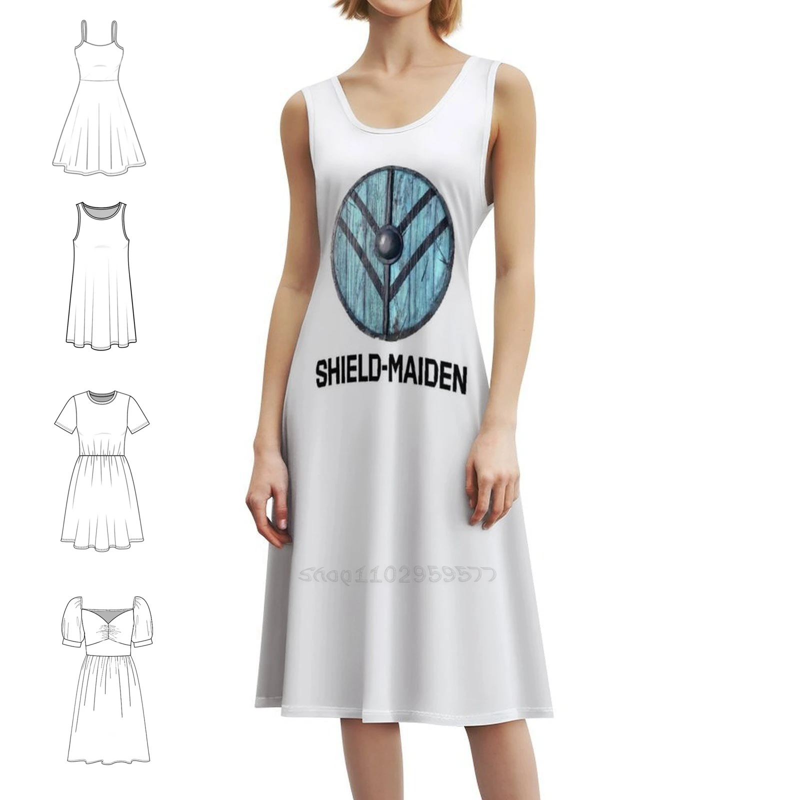 

Shield-Shield Vintage Bohemian Dress Puff Sleeve Or Sleeveless Options For Women Dress Shield Shield Shield Round Shield Woman