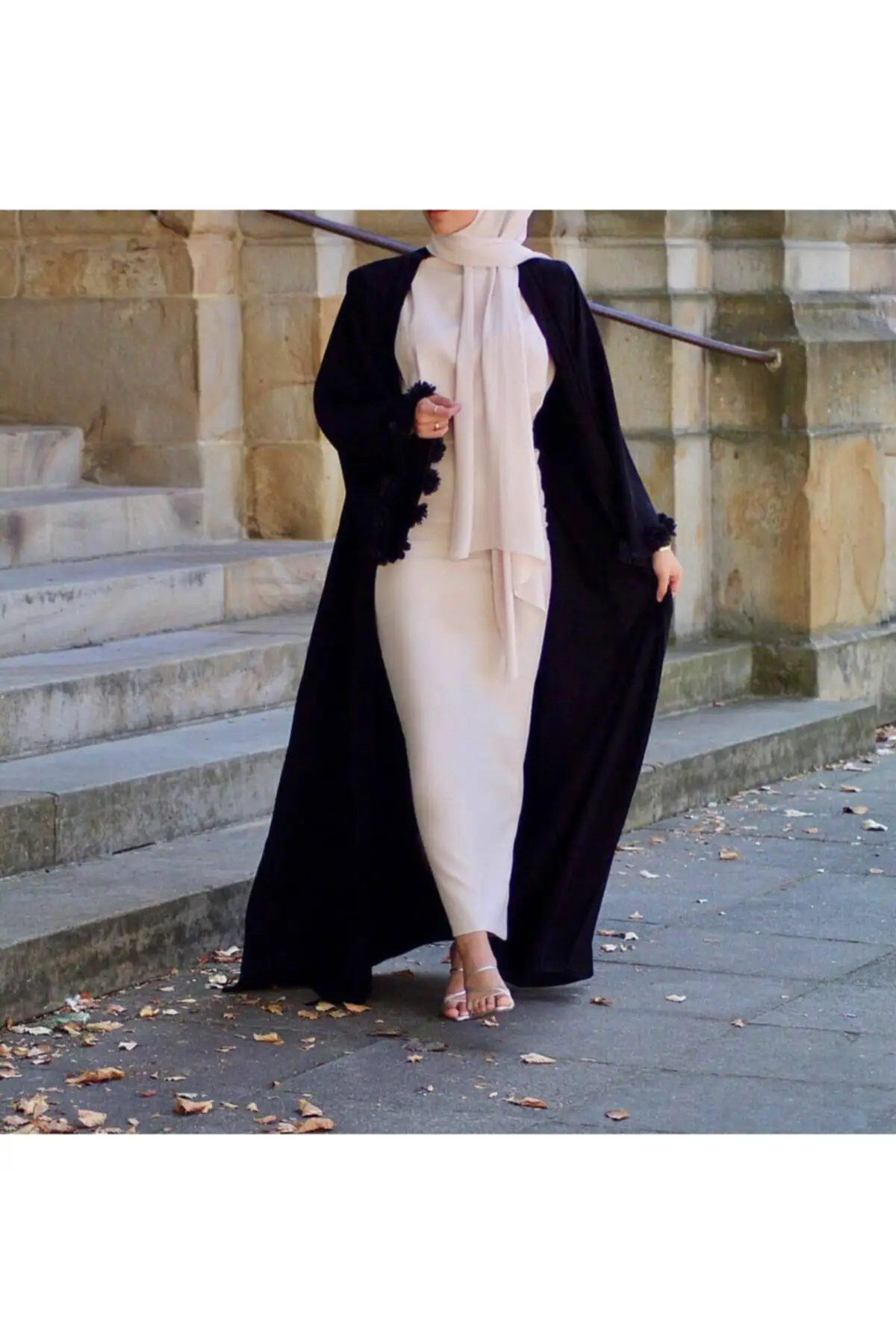 Picture black Abaya Arms Cıceklı Abaya Long Tesettur Private TasarımKaftan Dubai Abaya turkey muslim fashion hijab dress Islamic