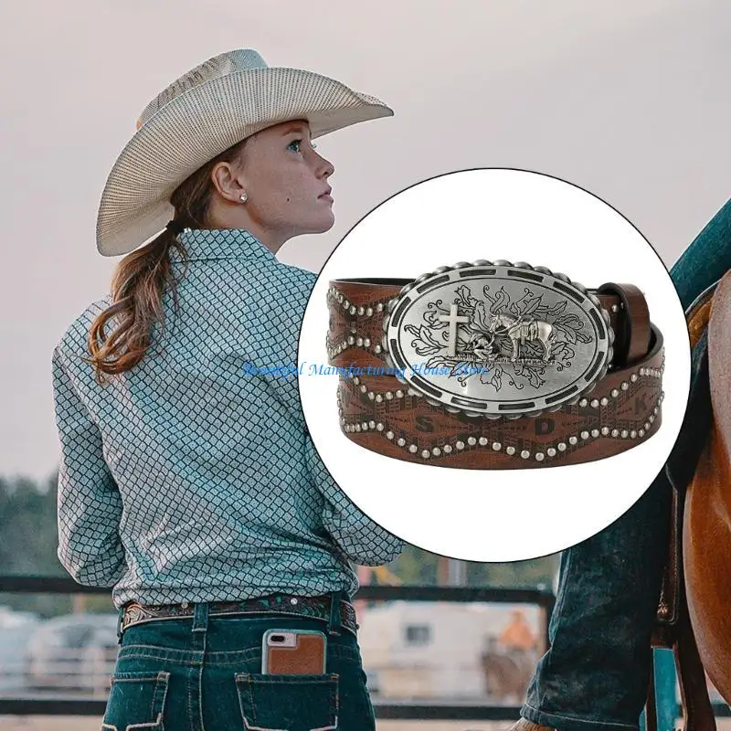 E56A Модный поясной ремень для взрослых и девочек-подростков с резной пряжкой Harajuku