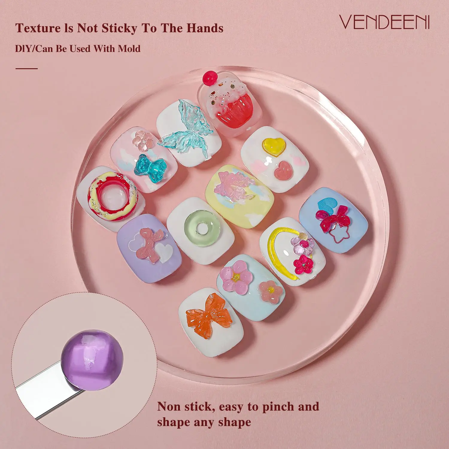 3D Texture Nail Gel Candy Sculpting Art Glue for Nail Art Craving Painting Drawing Design Sculpture Decoration Manicure Charms