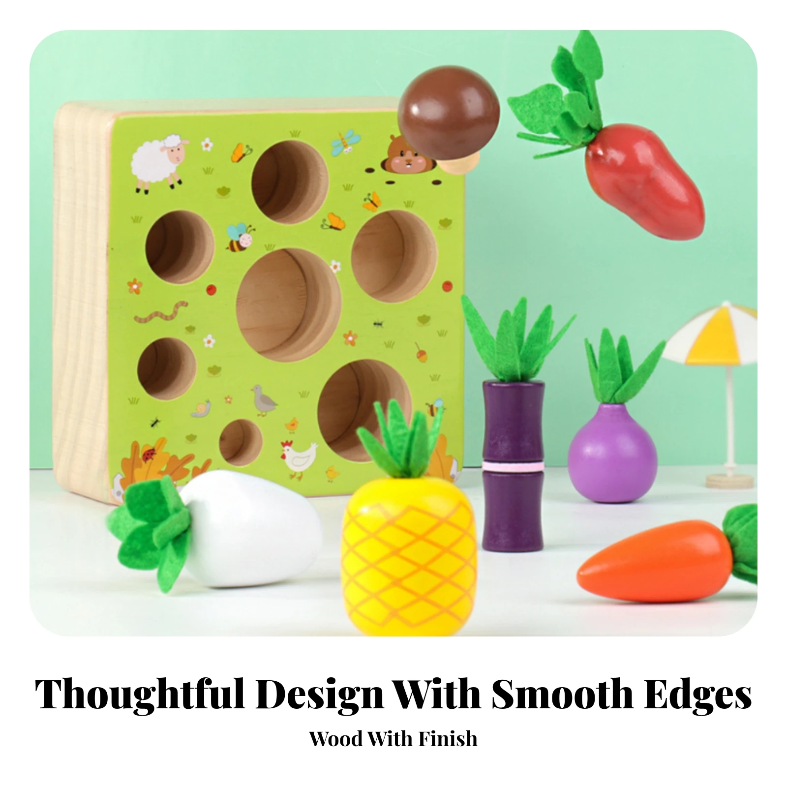 Fruit and Vegetable Matching Puzzle Preschool Wooden Shape Puzzle Early Learning Toy Educational Tactile for Toddlers Ages 4-6