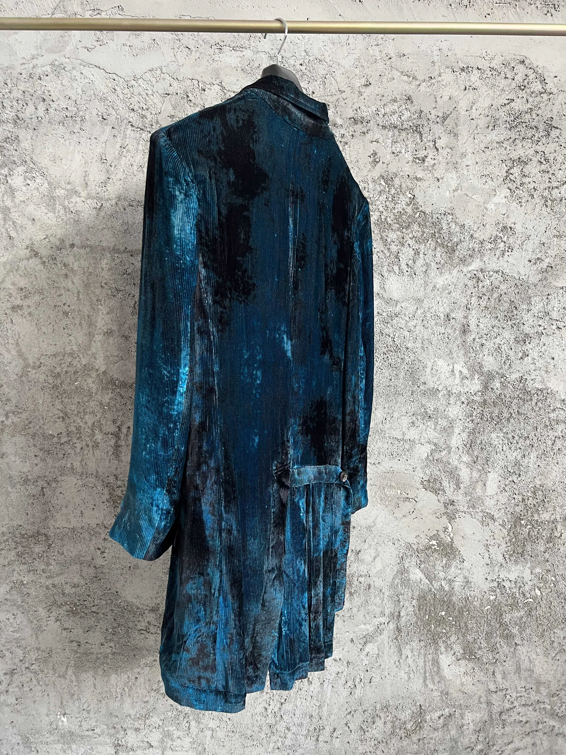 TOP-YAMAMOTO textured printed mulberry silk corduroy drape Velvet casual suit jacket for men