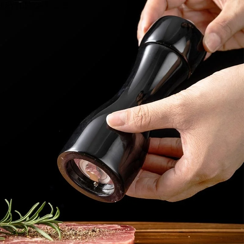 Solid Wood PU Lacquer Pepper Grinder Manual Pepper Mill Set Spice Shaker Sichuan and Sea Salt Seasoning Grinding Bottle
