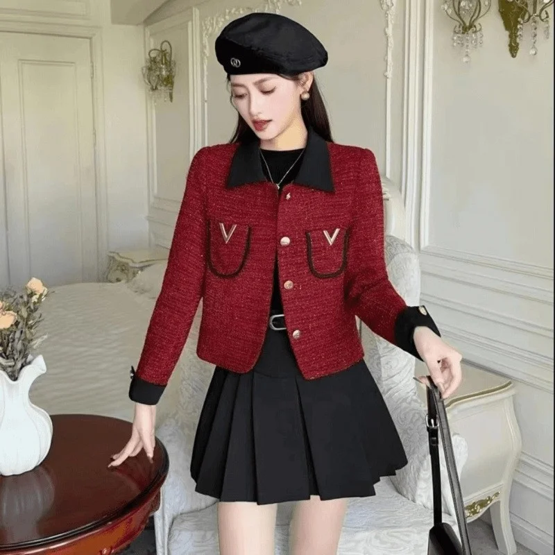 Ele Double Letter Design ket Coat Women's Faion Autumn New Arrival Lightweight Luxury Feel Sli Waist-Cinching Po...