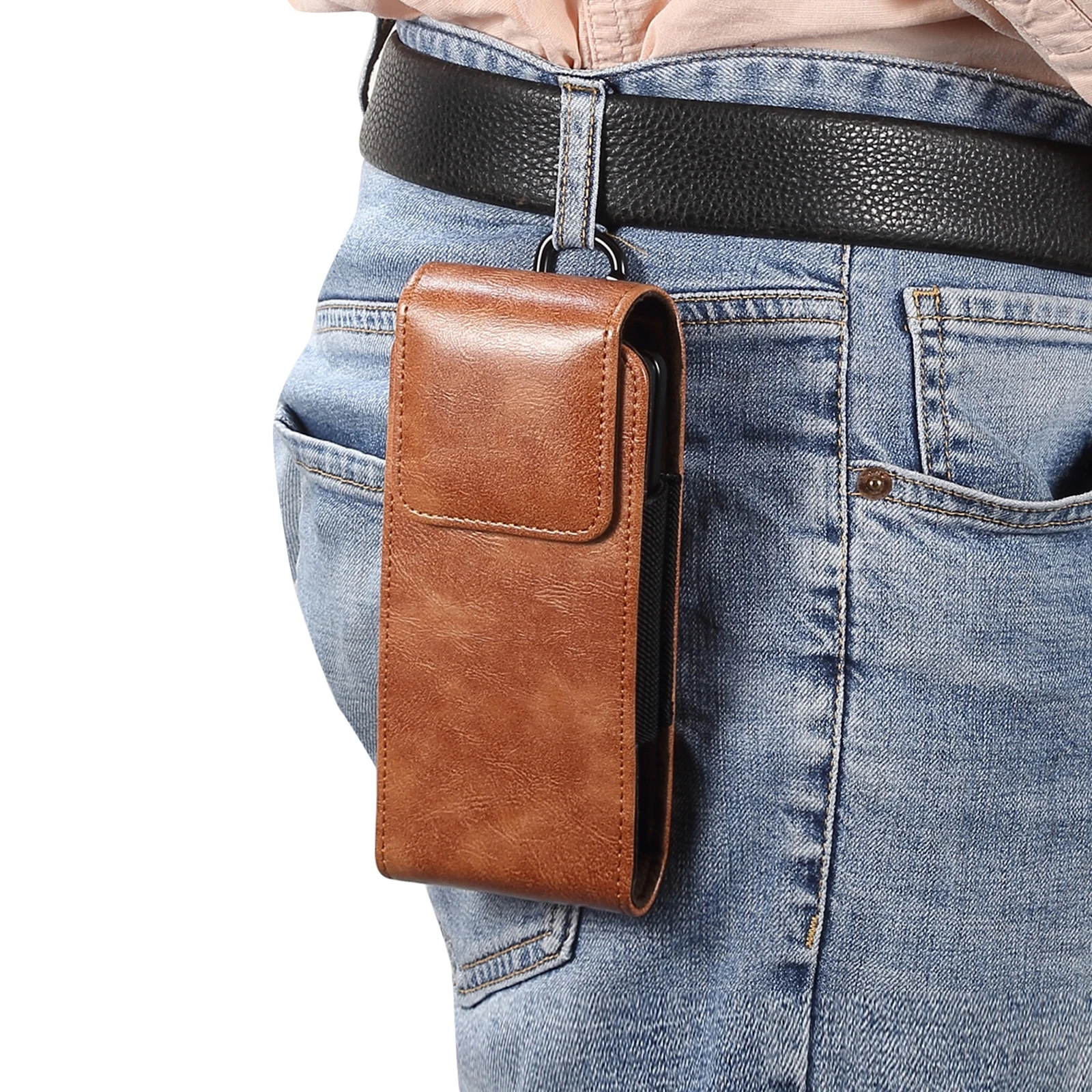 HAWEEL Leather Waist Pack Belt Bag For Samsung Galaxy Z Fold4/Z Fold3/ Fold2/Fold Mens Phone Pouch Holster For Huawei Mate X2/Xs