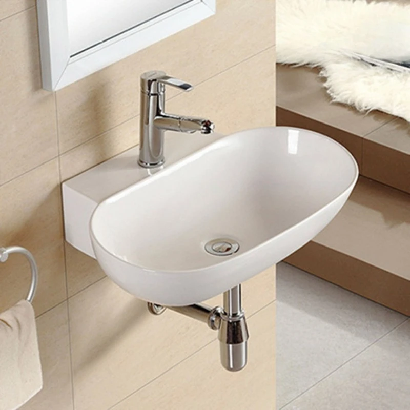 

Wall-mounted ceramic wash basin, hotel bathroom wash basin, household hanging basin