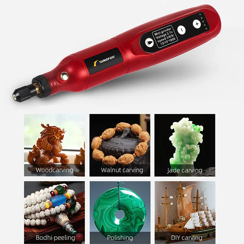 USB Wireless Engraving Pen Rechargeable Mini Cordless Drill Pen Speed Rotary Tool Dremel Grinding Accessories Set