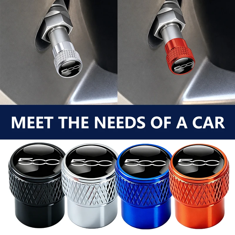 4Pcs Aluminum Alloy Car Wheel Tire Valve Caps Air Tyre Stem Cover Case Plugs Airtight For Fiat 500 2007-2015 Styling Accessories