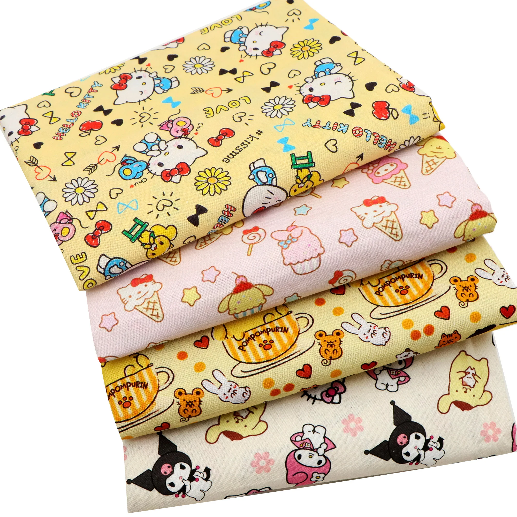 

50*145cm Patchwork Pompom Purin 100% Cotton Fabric For Tissue Sewing Quilting Fabrics Needlework Material DIY Handmade