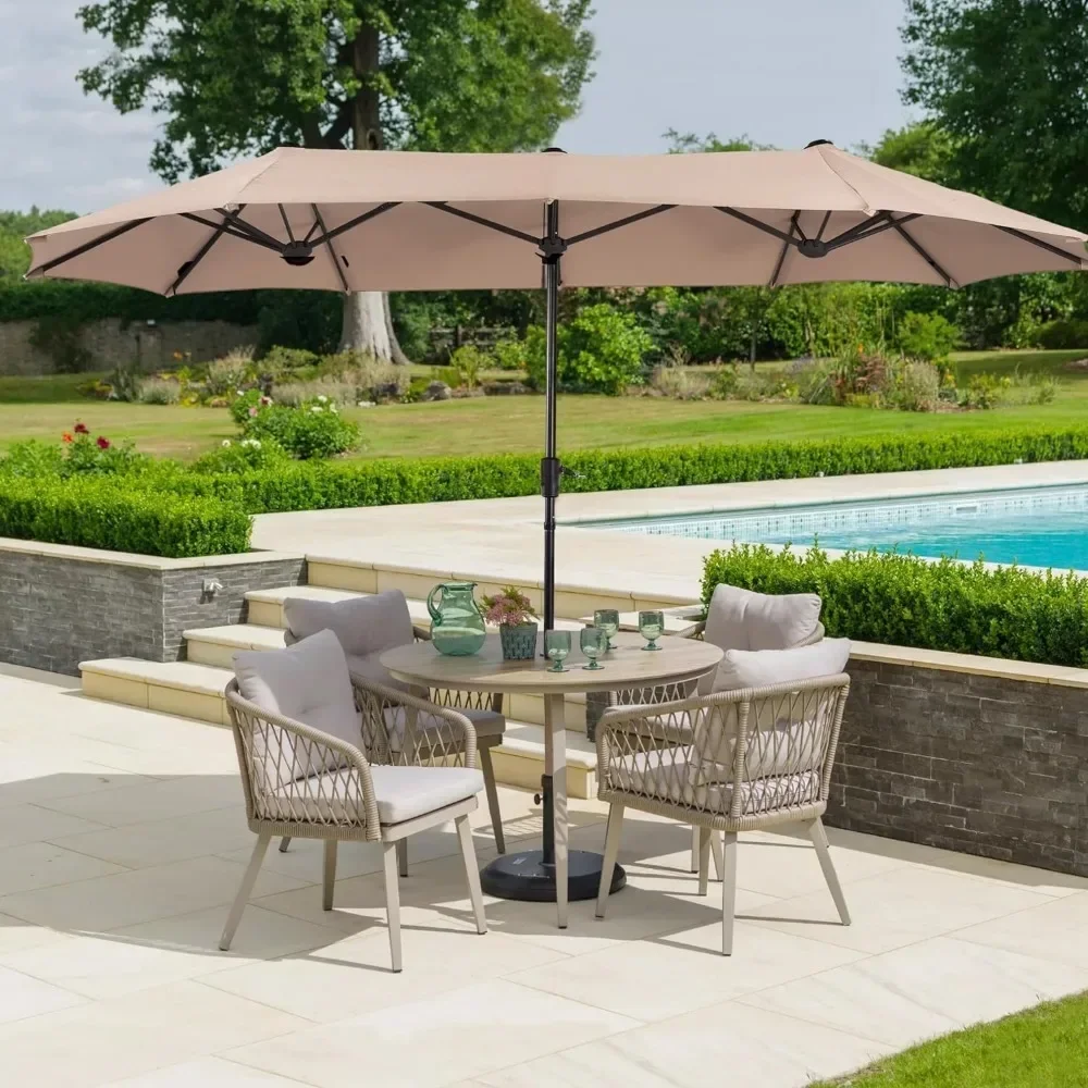 

13 foot rectangular terrace sunshade umbrella, large outdoor umbrella with a crank, powerful UV protection