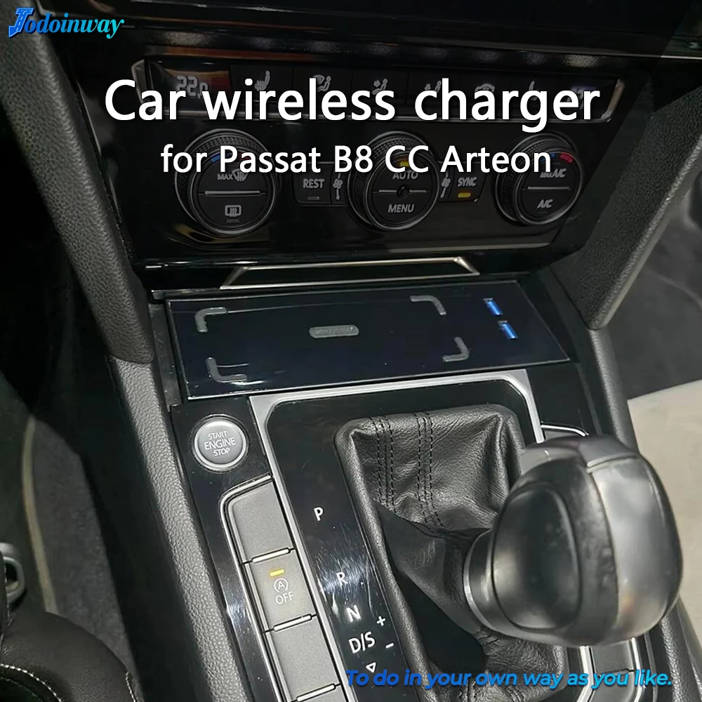 Center Console Car Charging Pad Fast Phone Charger for Volkswagen Passat B8 CC Arteon 2019 Mobile Holder Charge Interior
