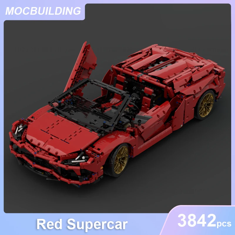 Red Supercar Model MOC Building Blocks DIY Assemble Bricks Educational Creative Transportation Collection Toys Gifts 3842PCS