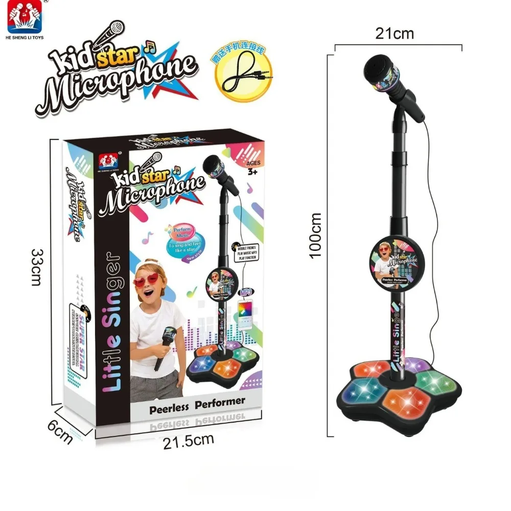 ميكروفون للأطفال مع حامل ومكبر صوت: آلة كاريوكي. لعبة موسيقية مع أغاني شعبية – هدية تدريب الدماغ للأولاد والبنات. #6