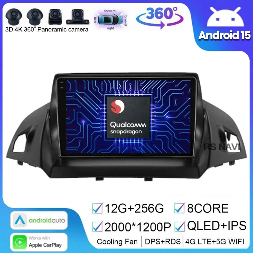 

Android 15 For Ford C-MAX Kuga 2 Escape 3 2012 - 2019 Car Radio Navigation GPS Multimedia Video Player No 2din 5G BT Auto Stereo