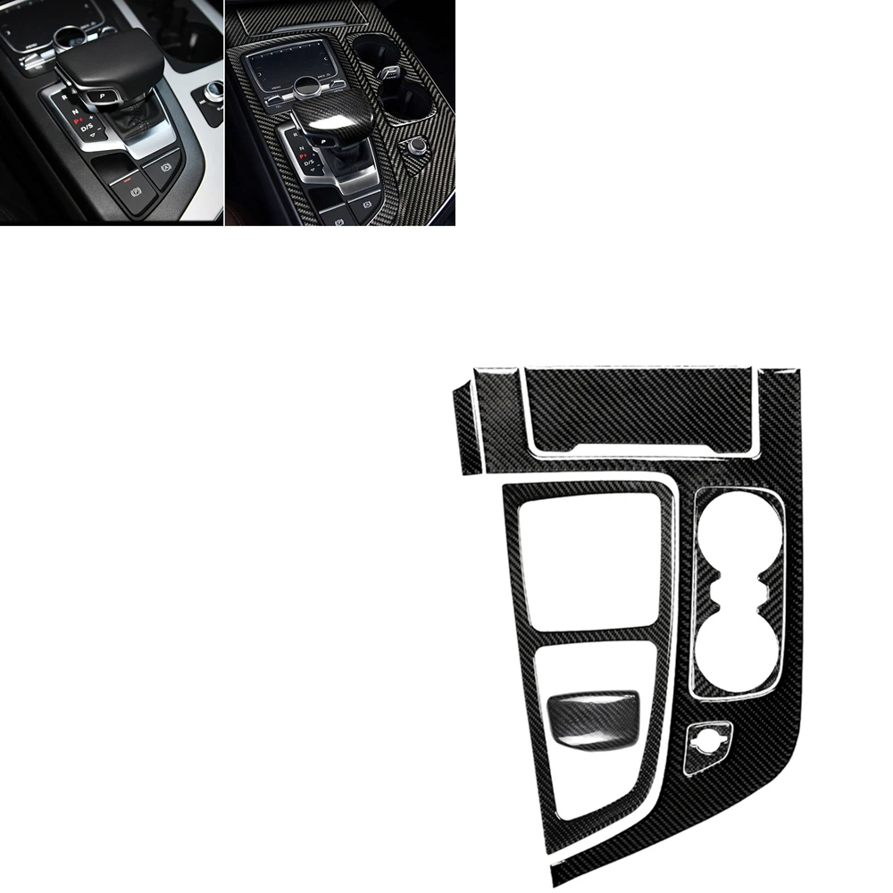 

6PCS/Set Car Gear Shift Box Panel Trim Sticker Cover Carbon Fiber Center Console Control Board Frame Decor For Audi Q7 2016-2019