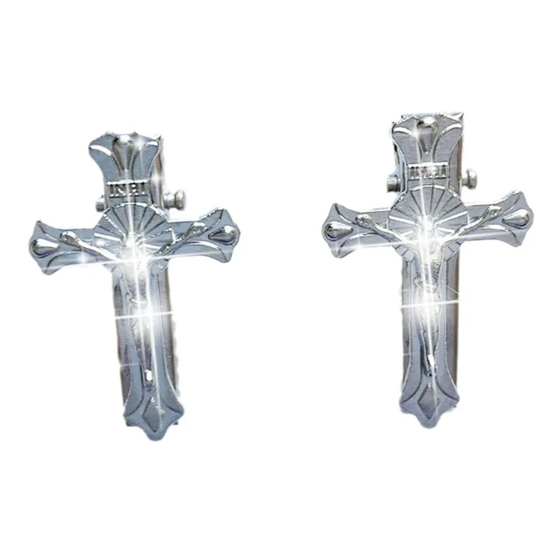 Metallic Hair Clip Alloy Crucifix Hair Pin Dark Series Goth Hair Barrettes Non-Slip Teenager Girls Cool Hair Decoration