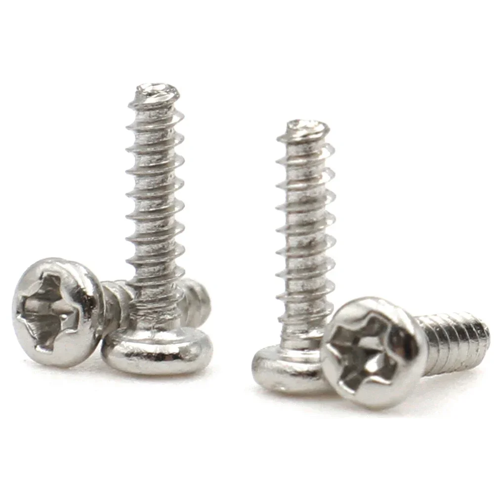 30/50/100PCS Grade 4.8 Carbon Steel Phillips Round Head Self-Tapping Screws M1.2-M5