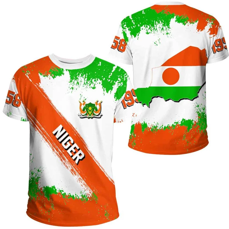 Summer Niger Flag T-shirt For Men Street Sports 3D Printed Oversized T Shirt Casual Tops Short Sleeved Round Neck Tee Shirts