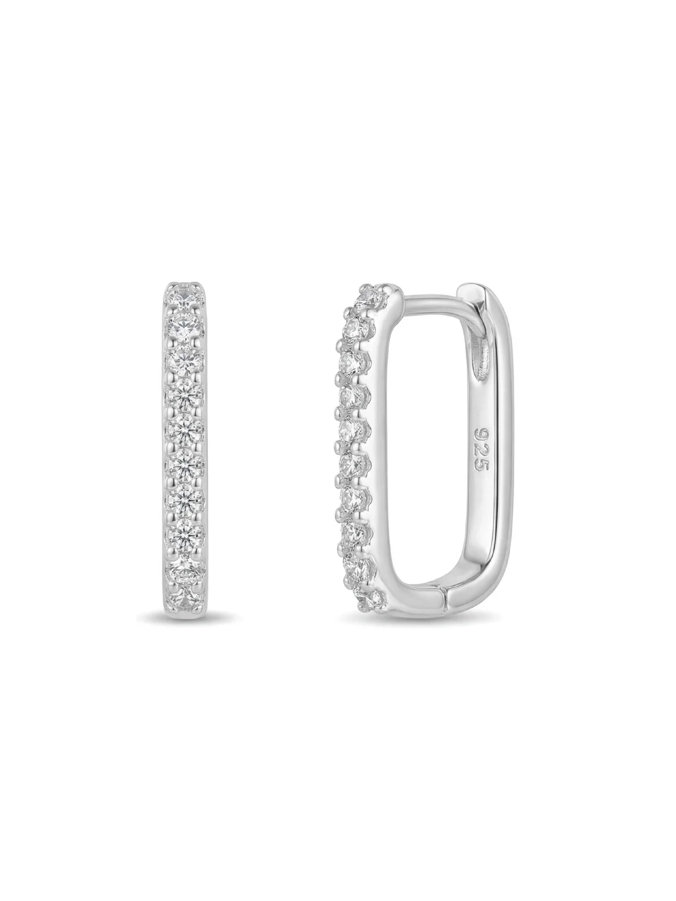 

Stylish 925 sterling silver 1.7cm hoop earrings with crystal zircon inlay. Upgraded larger size, shinier, firmer and more delica