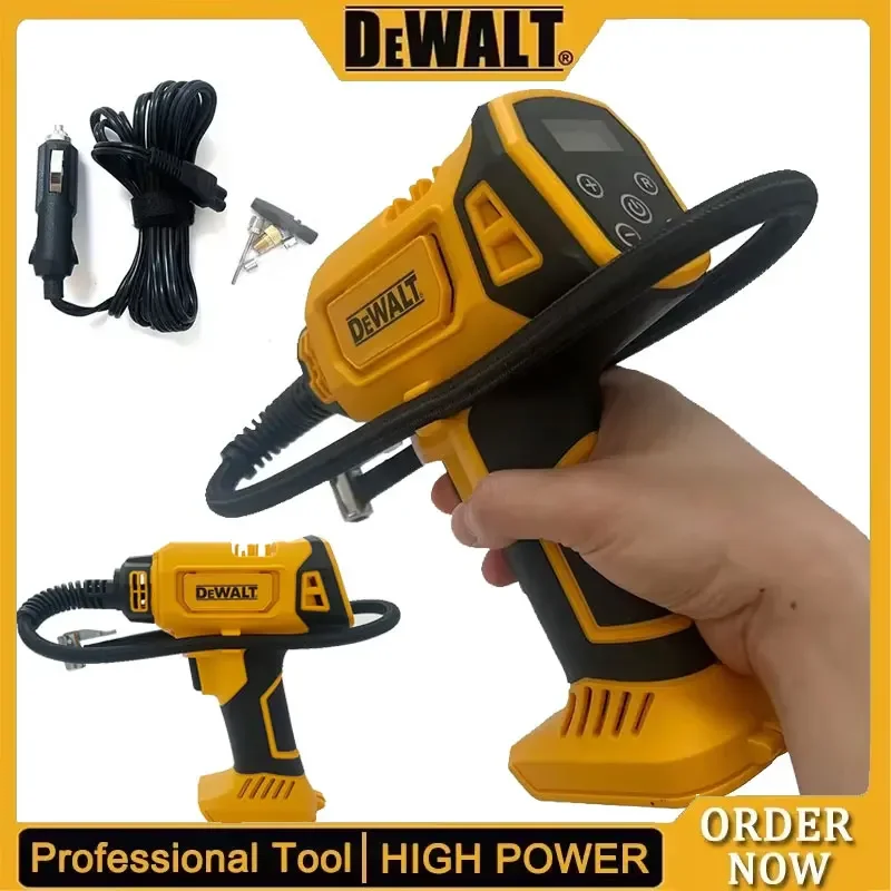 Compresor de aire Dewalt, inflador automático de neumáticos, bomba eléctrica portátil recargable e inalámbrica con manómetro digital para automóviles.