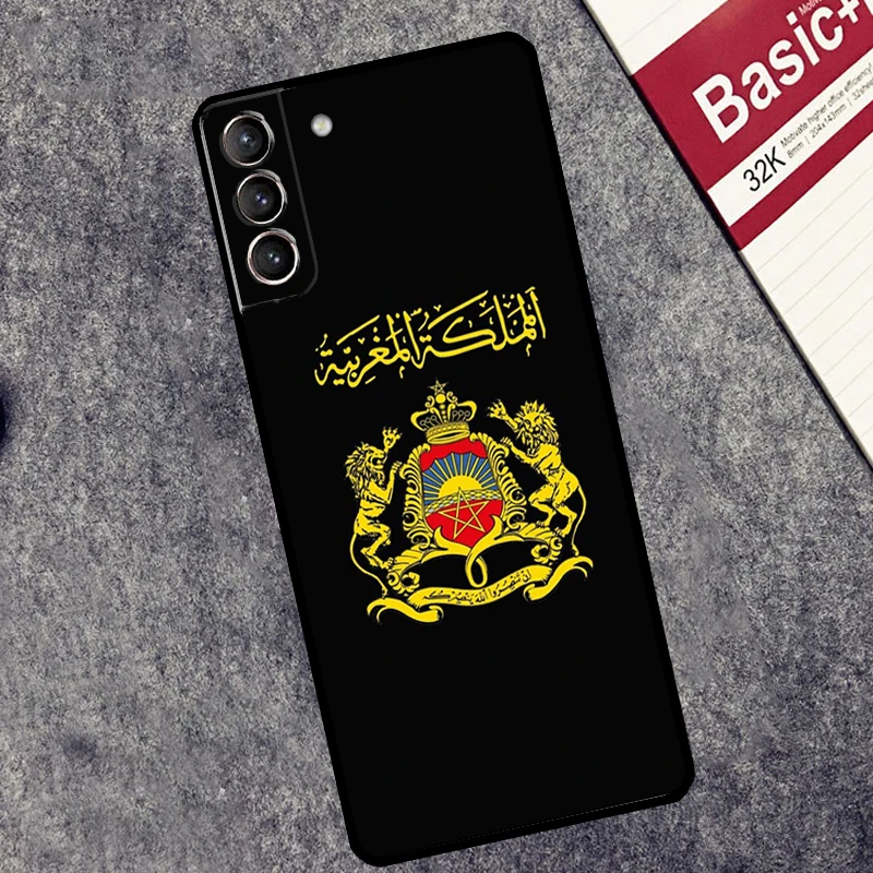 Morocco Flag Coat Of Arms Cover For Samsung Galaxy S24 Ultra S23 S22 S20 S21 FE S8 S9 S10 Plus Note 10 20 Ultra Case