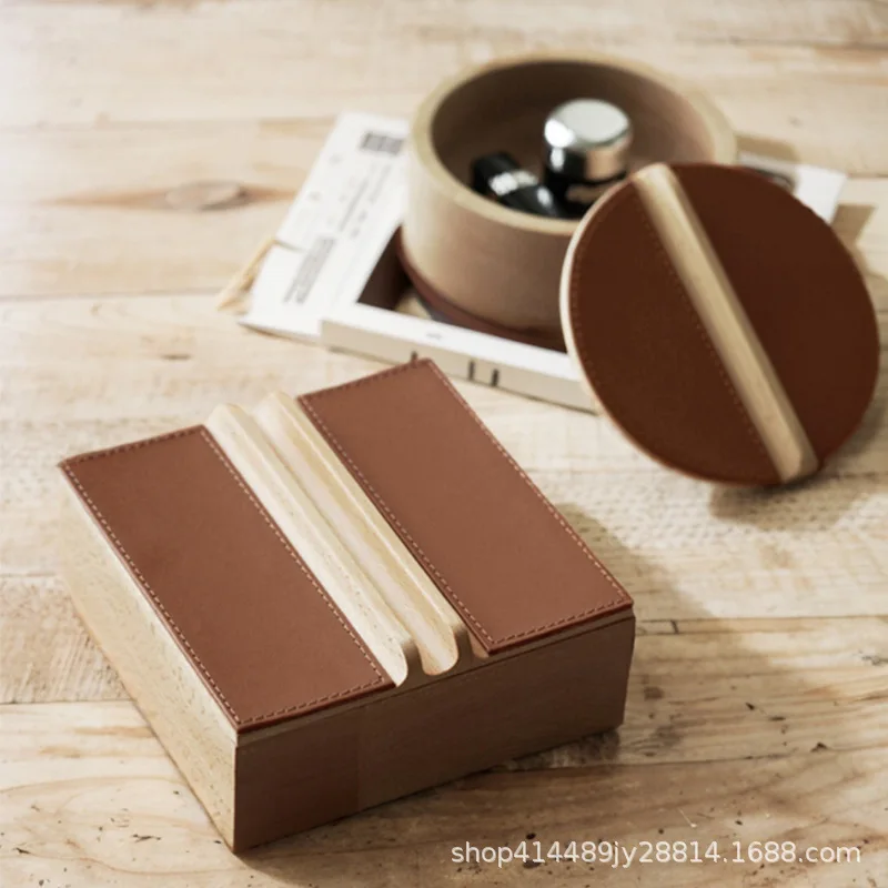 

Шкатулка для драгоценностей из цельного дерева, высококачественный кожаный органайзер для офисного стола, многофункциональная коробка для хранения, согревающий подарок для дома