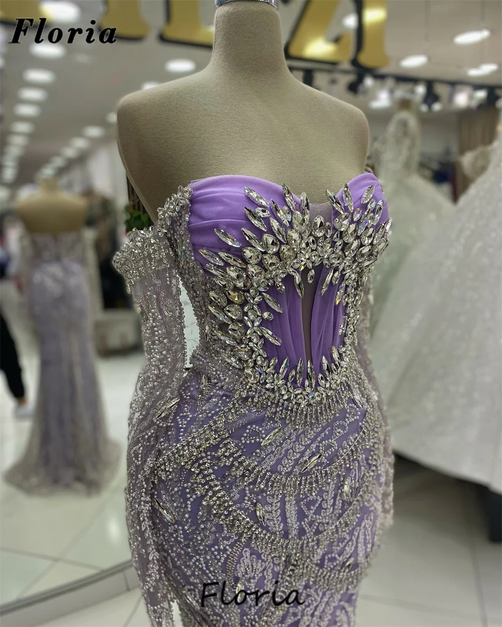 Purple Off Shoulder Celebrity Dresses Dubai Coutures Long Sleeves Middle East Evening Dress Crystals Beaded Wedding Party Dress